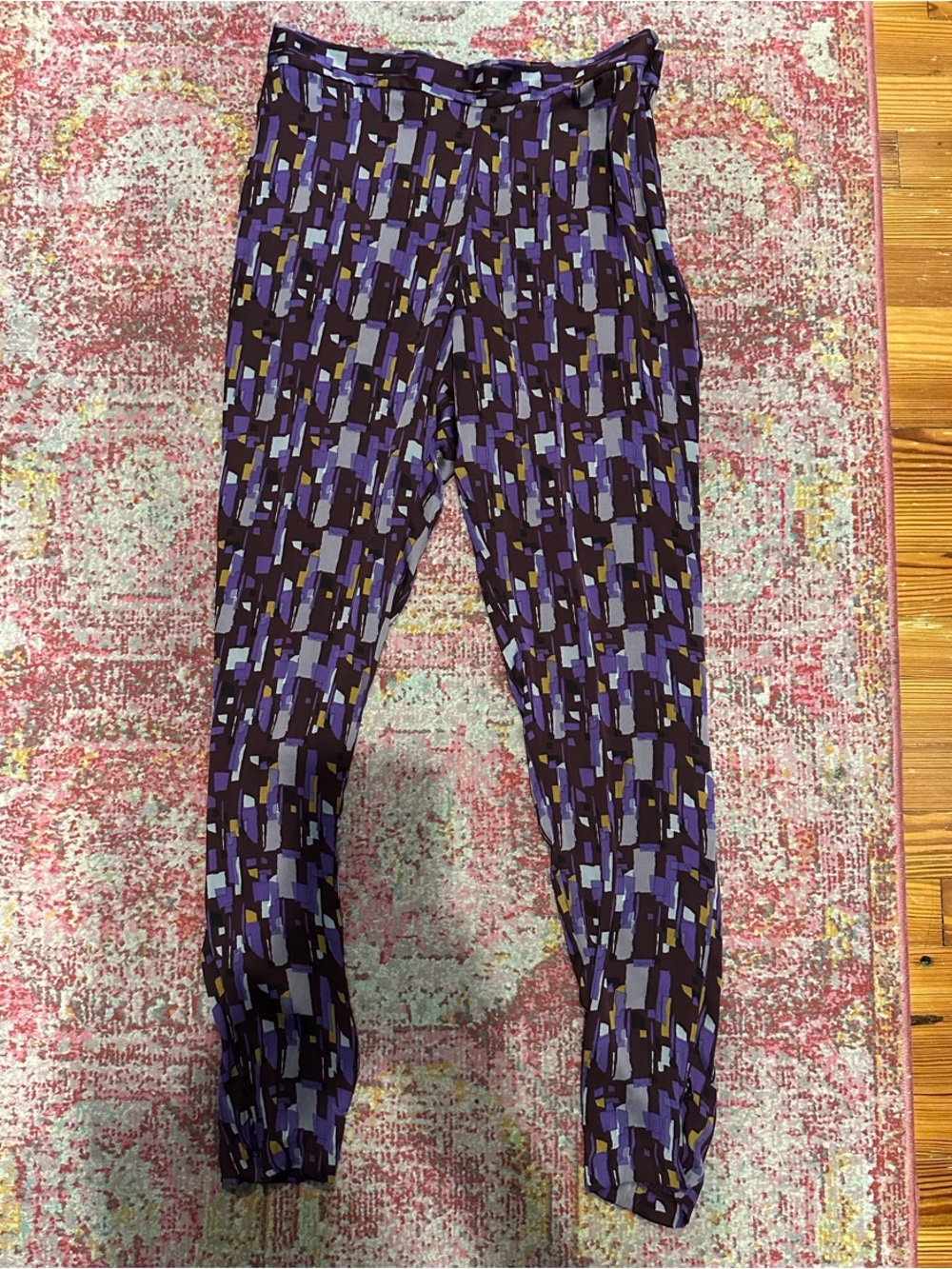 Twinkle by Wenlan Purple Geometric Skinny Pants